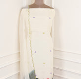 Organza White Unstitched Suit